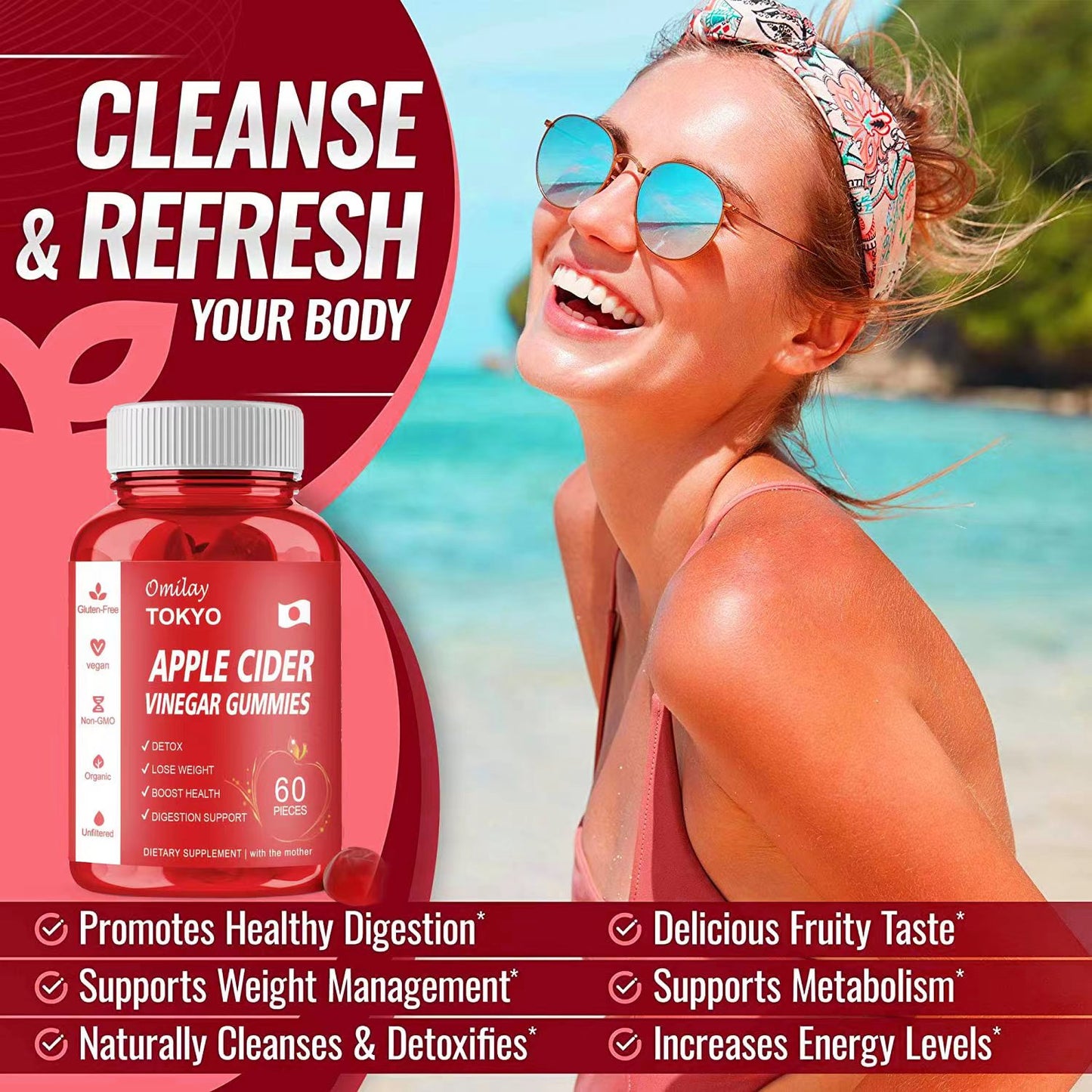 Omilay TOKYO Apple Cider Vinegar Gummies β Beauty & Weight Management
