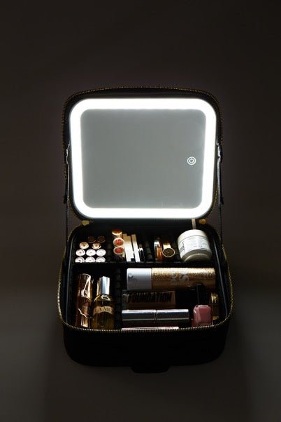 Reise-Make-up-Tasche mit Licht und Spiegel