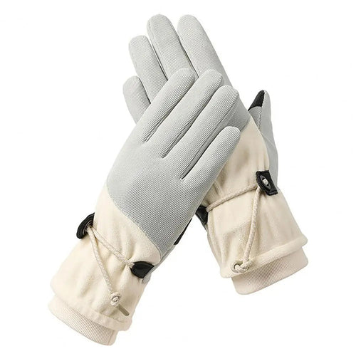 1 paire de gants chauds d'hiver pour femme avec écran tactile et doublure polaire coupe-vent