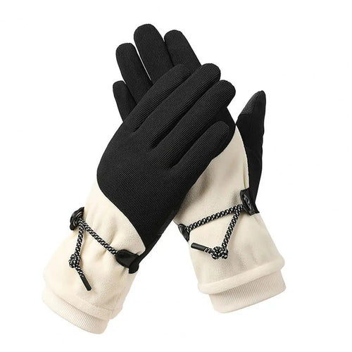 1 paire de gants chauds d'hiver pour femme avec écran tactile et doublure polaire coupe-vent