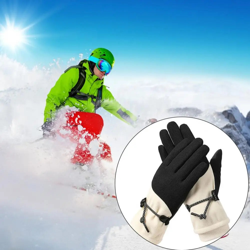 1 paire de gants chauds d'hiver pour femme avec écran tactile et doublure polaire coupe-vent