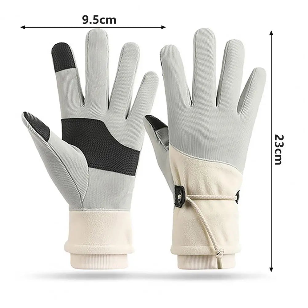 1 paire de gants chauds d'hiver pour femme avec écran tactile et doublure polaire coupe-vent