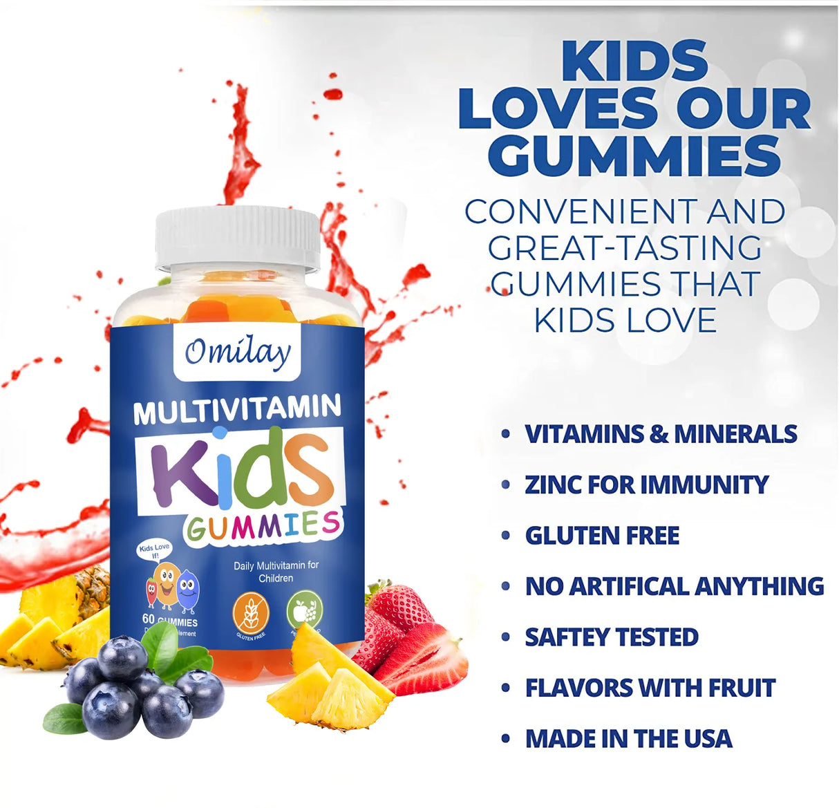 Gummies multivitaminés pour enfants Omilay – Nutrition quotidienne complète pour les enfants en pleine croissance