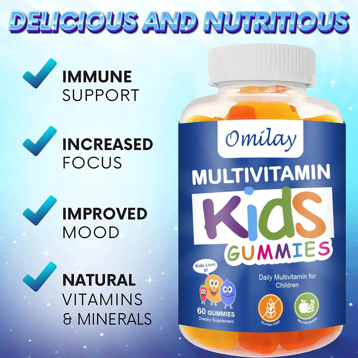 Gummies multivitaminés pour enfants Omilay – Nutrition quotidienne complète pour les enfants en pleine croissance