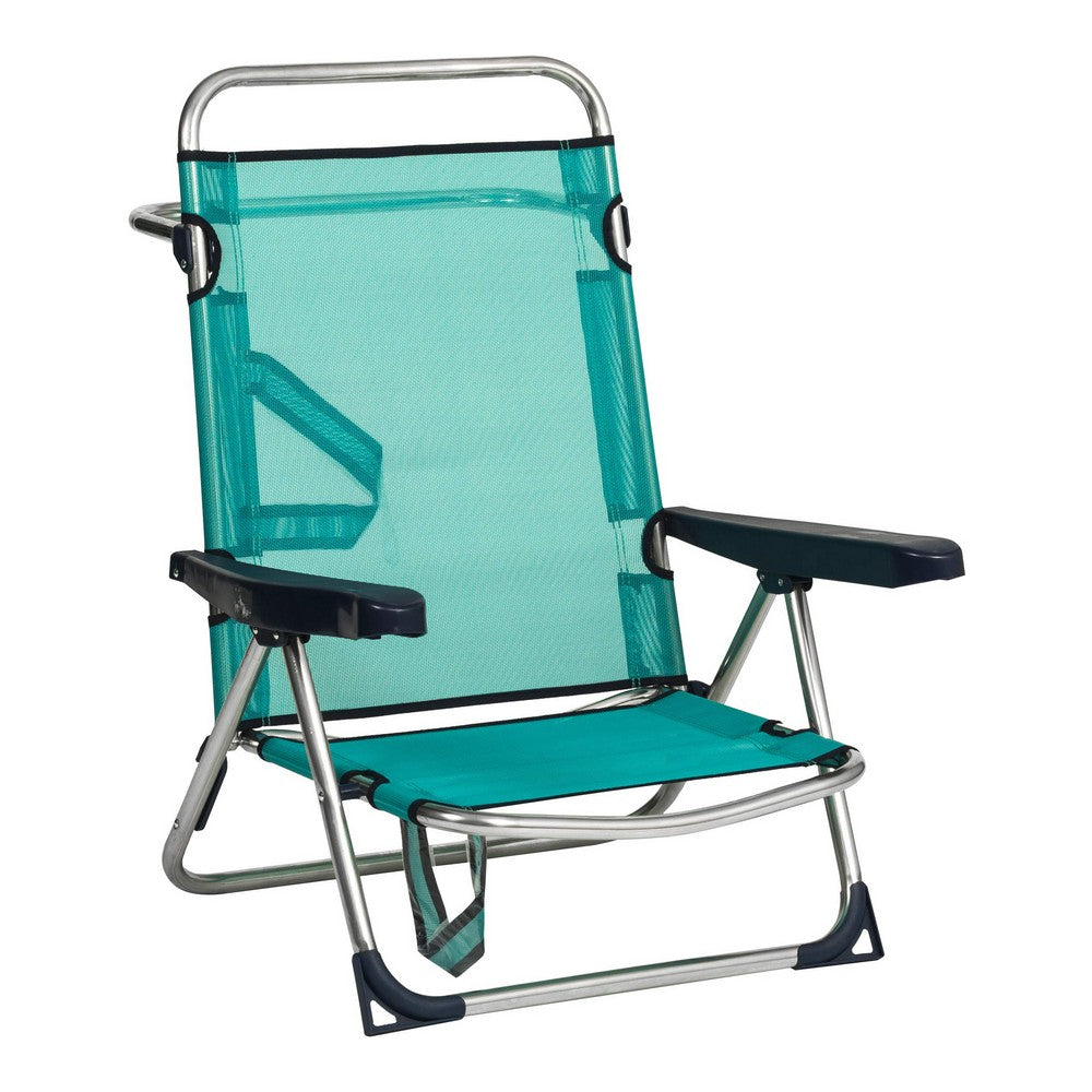 Chaise de plage Alco Aluminium Multi-positions Pliable Vert 62 x 82 x 65