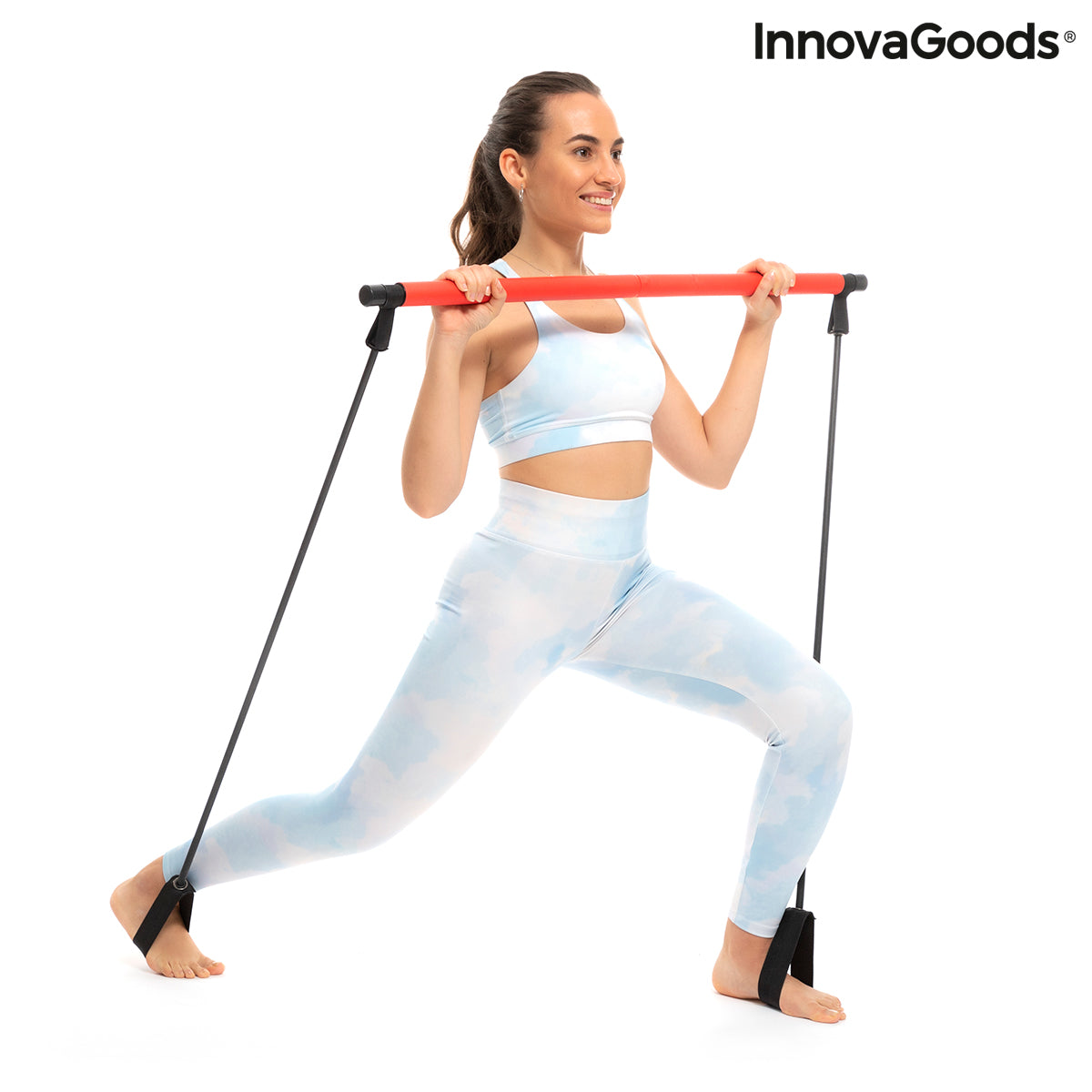 Fitness Bar with Resistance Bands and Exercise Guide Resibar