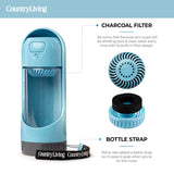 Bouteille d'eau portable pour chien - avec filtre à charbon