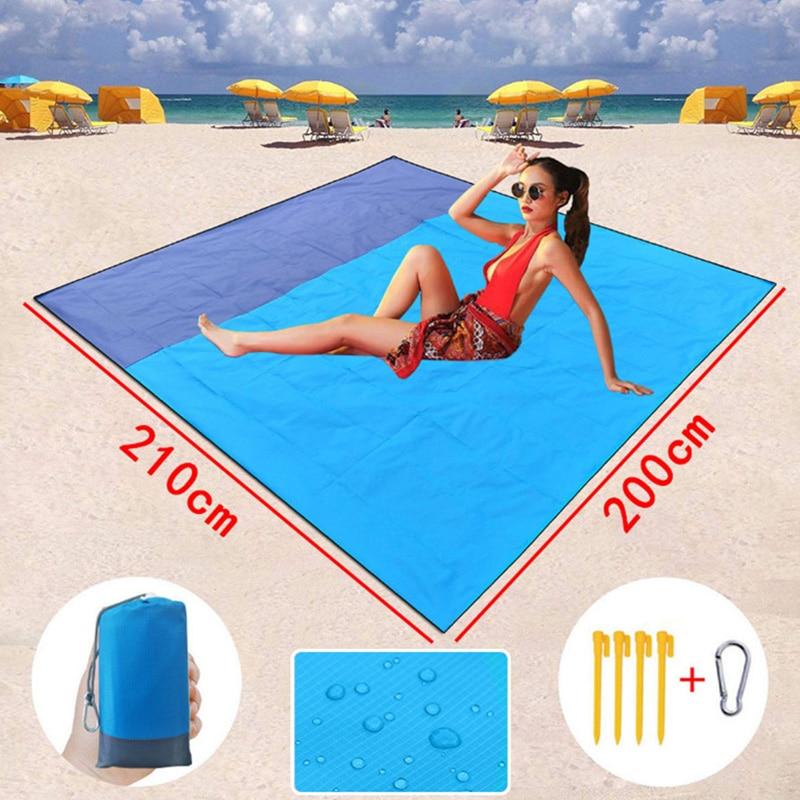 Wasserdichte Stranddecke für den Außenbereich, tragbare Camping-Picknickmatte, 2 m x 2,1 m