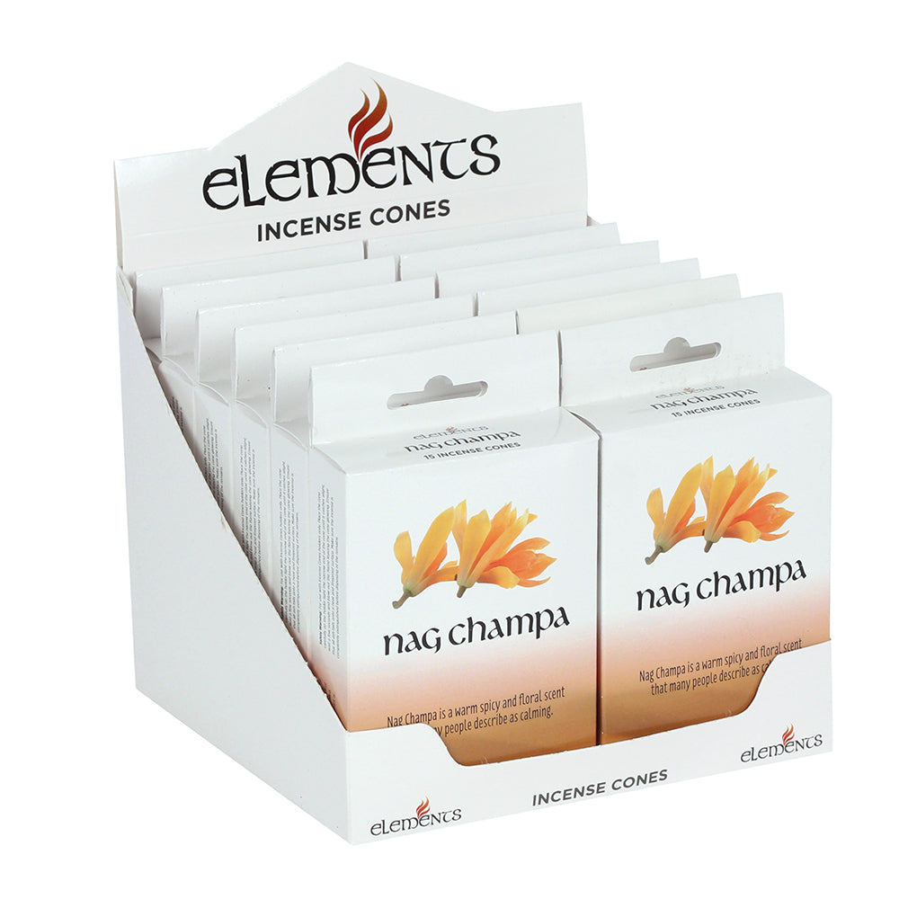 12 paquets de cônes d'encens Elements Nag Champa