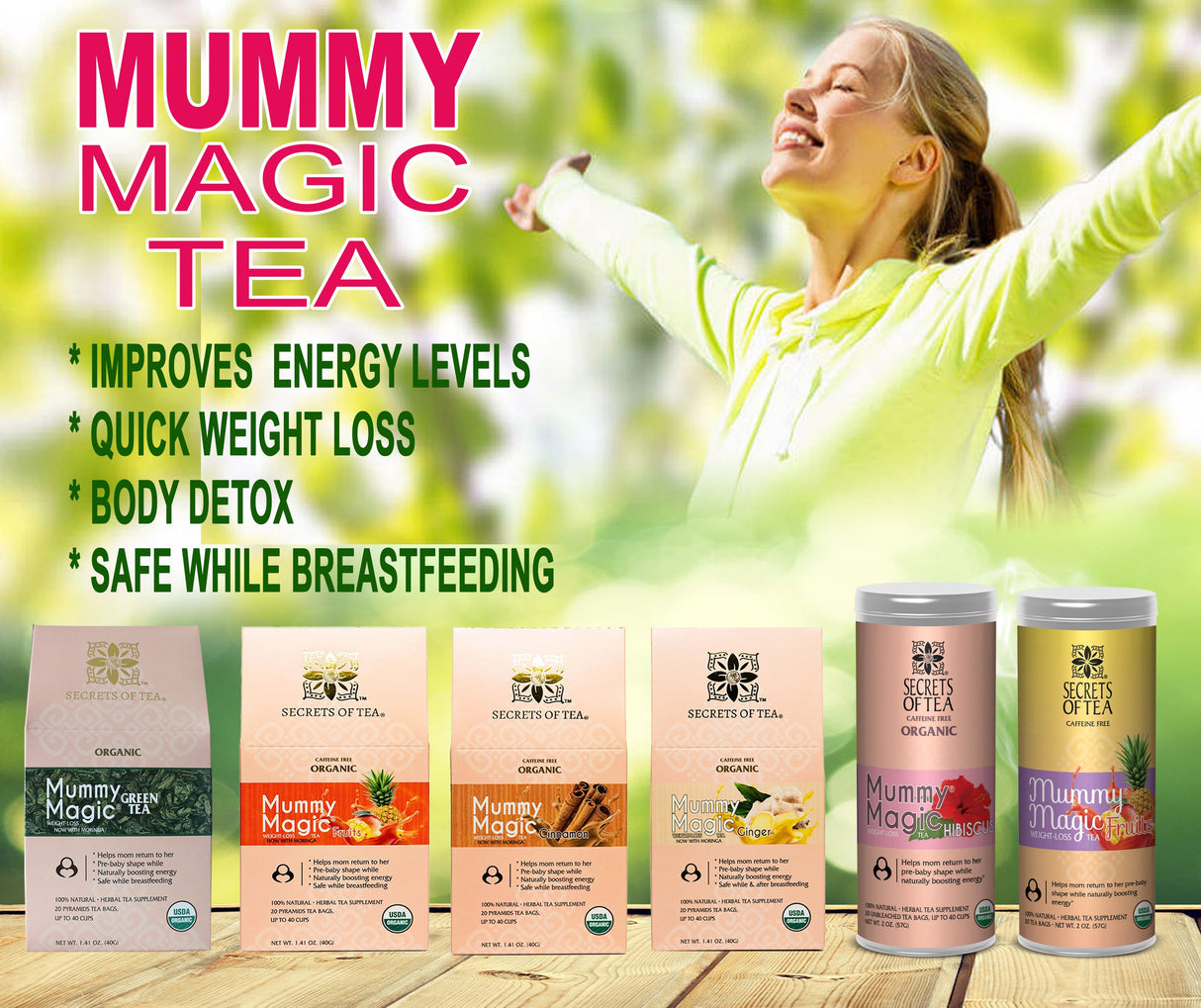 Mummy Magic Weight Loss Tea - 40 Portionen - Pfefferminzgeschmack - Einfach