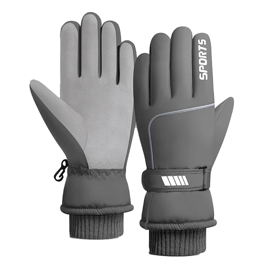 Gants de ski unisexes en polaire d'hiver thermiques coupe-vent antidérapants 