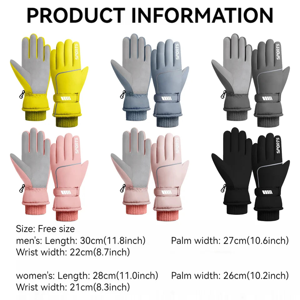 Skiing Gloves Unisex Winter Fleece Thermal Windproof Non-slip