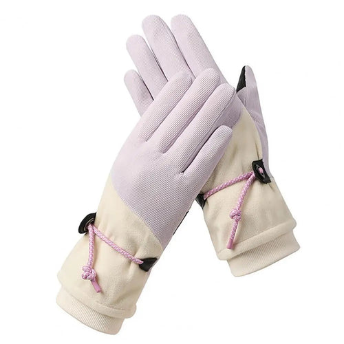 1 paire de gants chauds d'hiver pour femme avec écran tactile et doublure polaire coupe-vent 