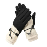 1 paire de gants chauds d'hiver pour femme avec écran tactile et doublure polaire coupe-vent 