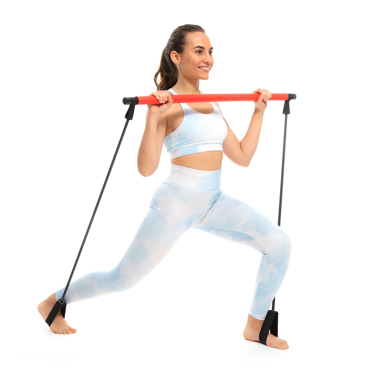 Barre de fitness avec bandes de résistance et guide d'exercices Resibar