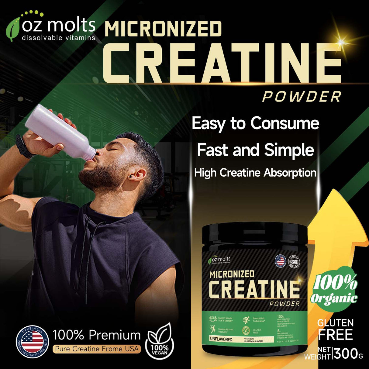 Ozmolts mikronisiertes Kreatinpulver 300g