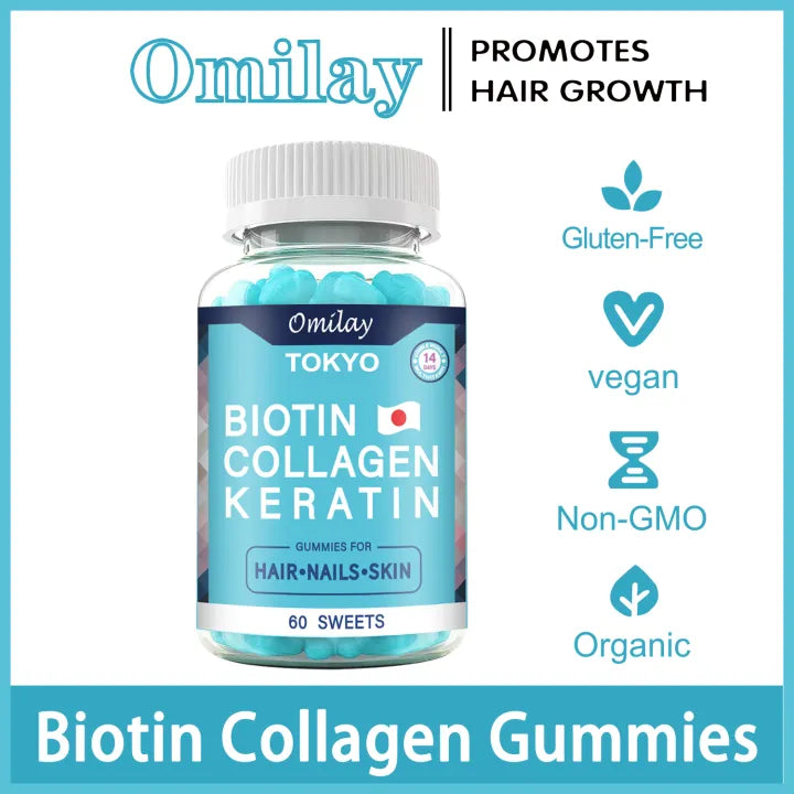 Omilay TOKYO Biotin Collagen Gummies – Soutien des cheveux, de la peau et des ongles