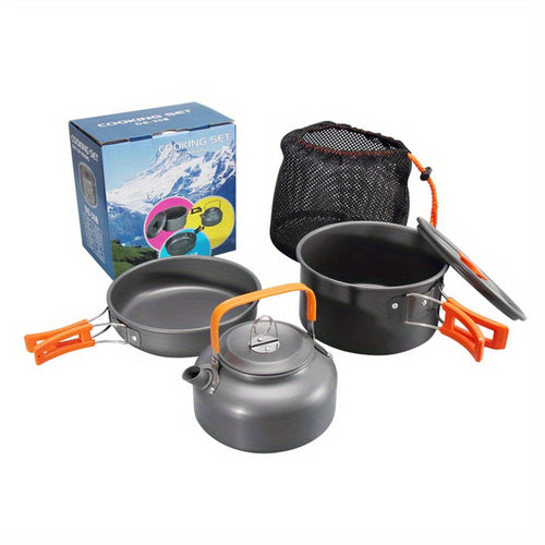 Compact 3Piece Aluminum Camping Cookware Set for Outdoors