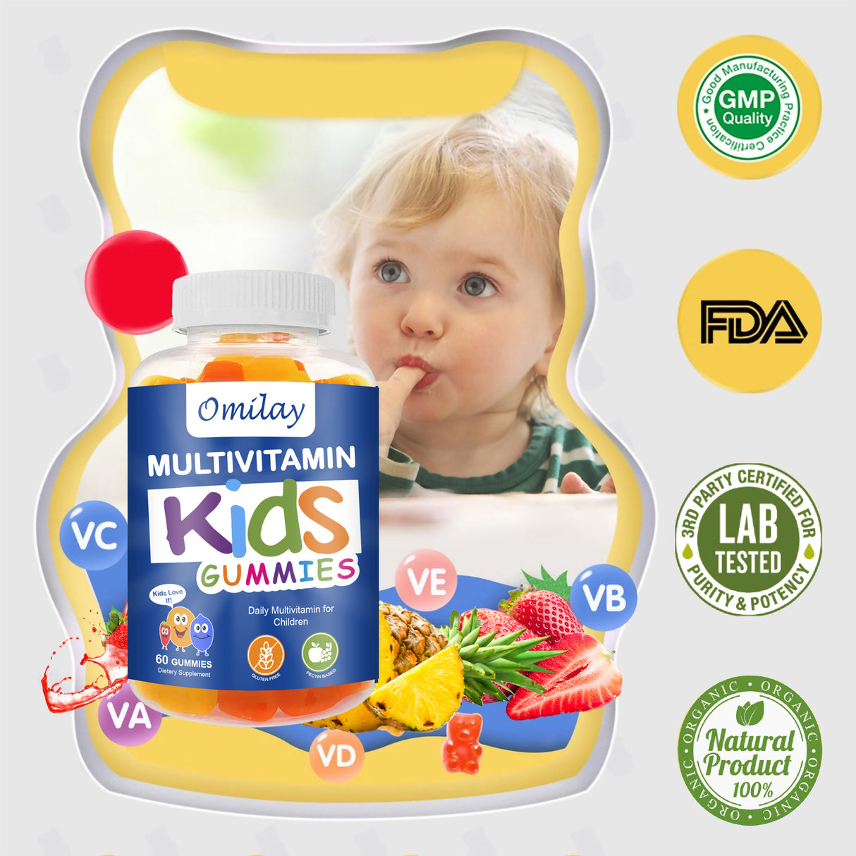 Gummies multivitaminés pour enfants Omilay – Nutrition quotidienne complète pour les enfants en pleine croissance