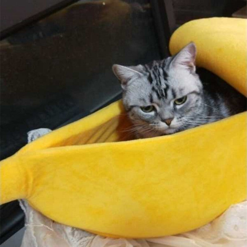 Lustiges Bananen-Katzenbett, süßes, gemütliches Katzenbett