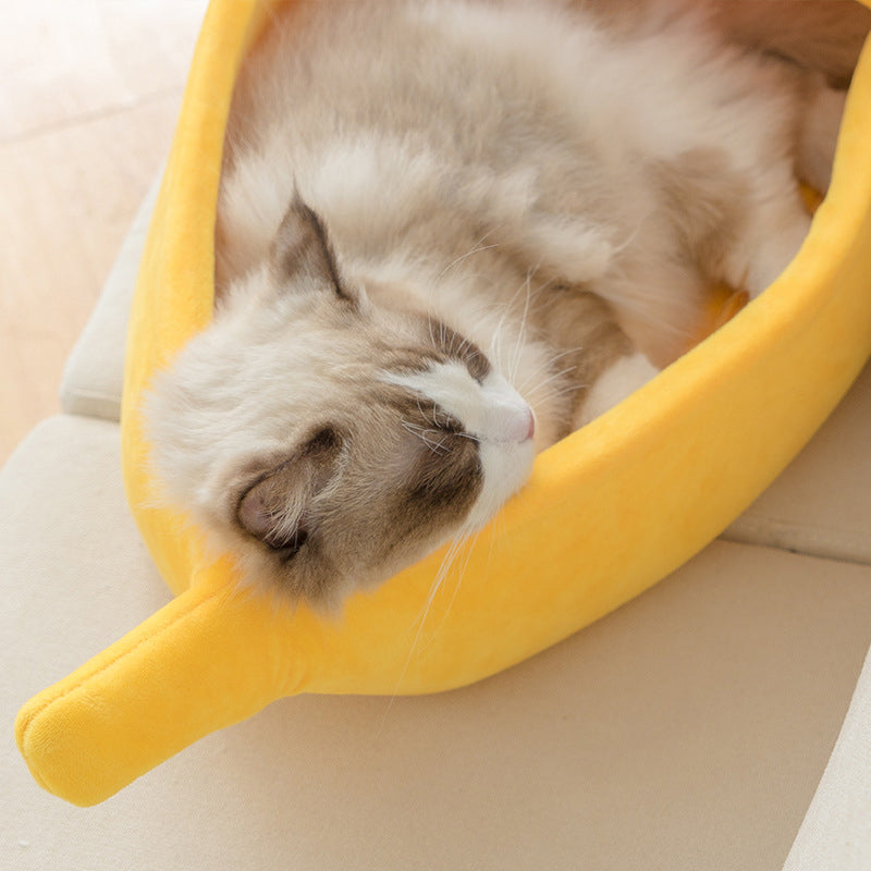 Lit pour chat en forme de banane amusant et mignon