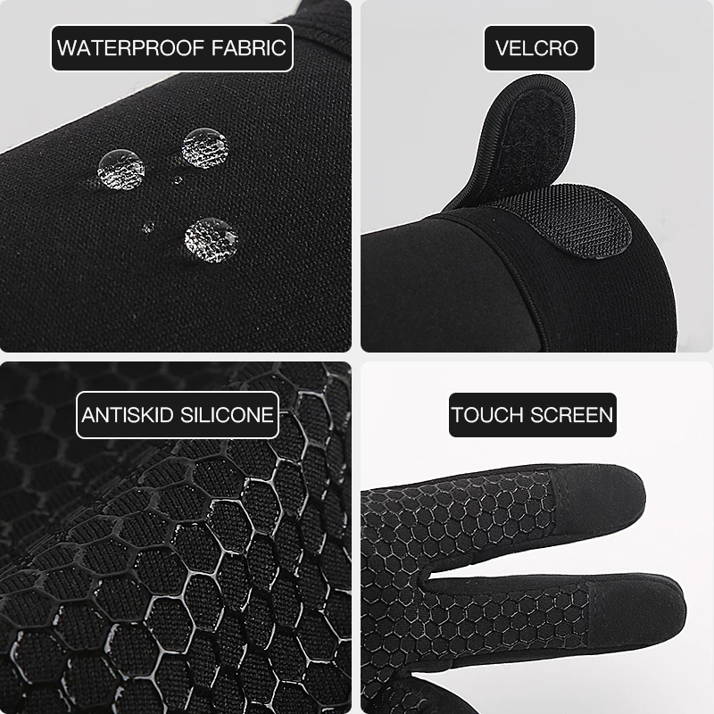 Gants thermiques Gants de cyclisme d'hiver avec support de poignet Écran tactile 