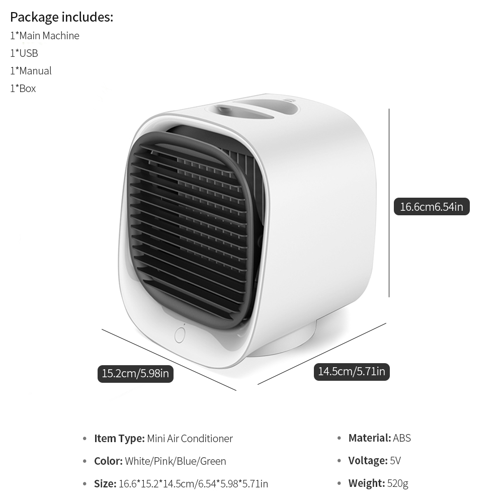 Mini climatiseur de bureau portable avec ventilateur USB