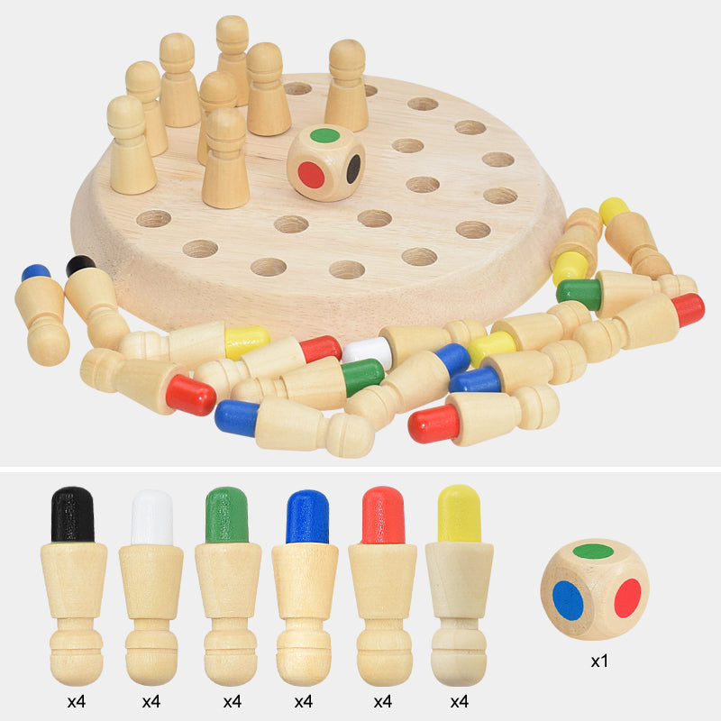 Jeu d'échecs en bois pour enfants, jeu de société amusant avec blocs de mémoire