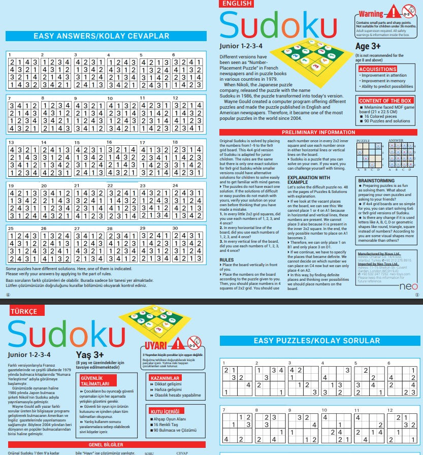 Sudoku Junior 1-2-3-4 Brettspiel