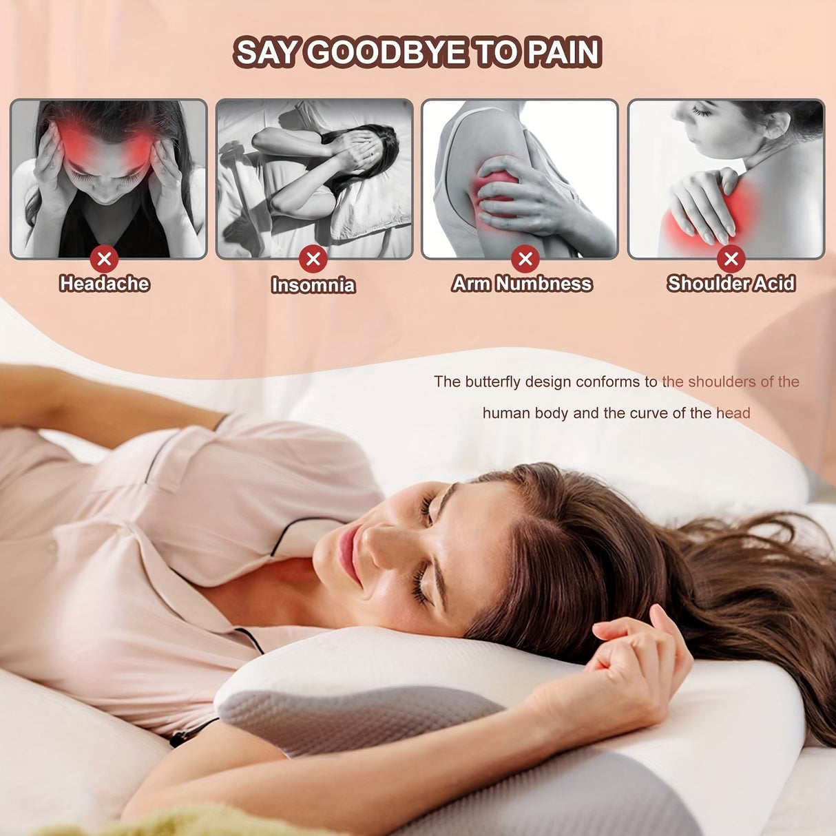 Ergonomic Memory Foam Cervical Pillow for Neck Pain Relief