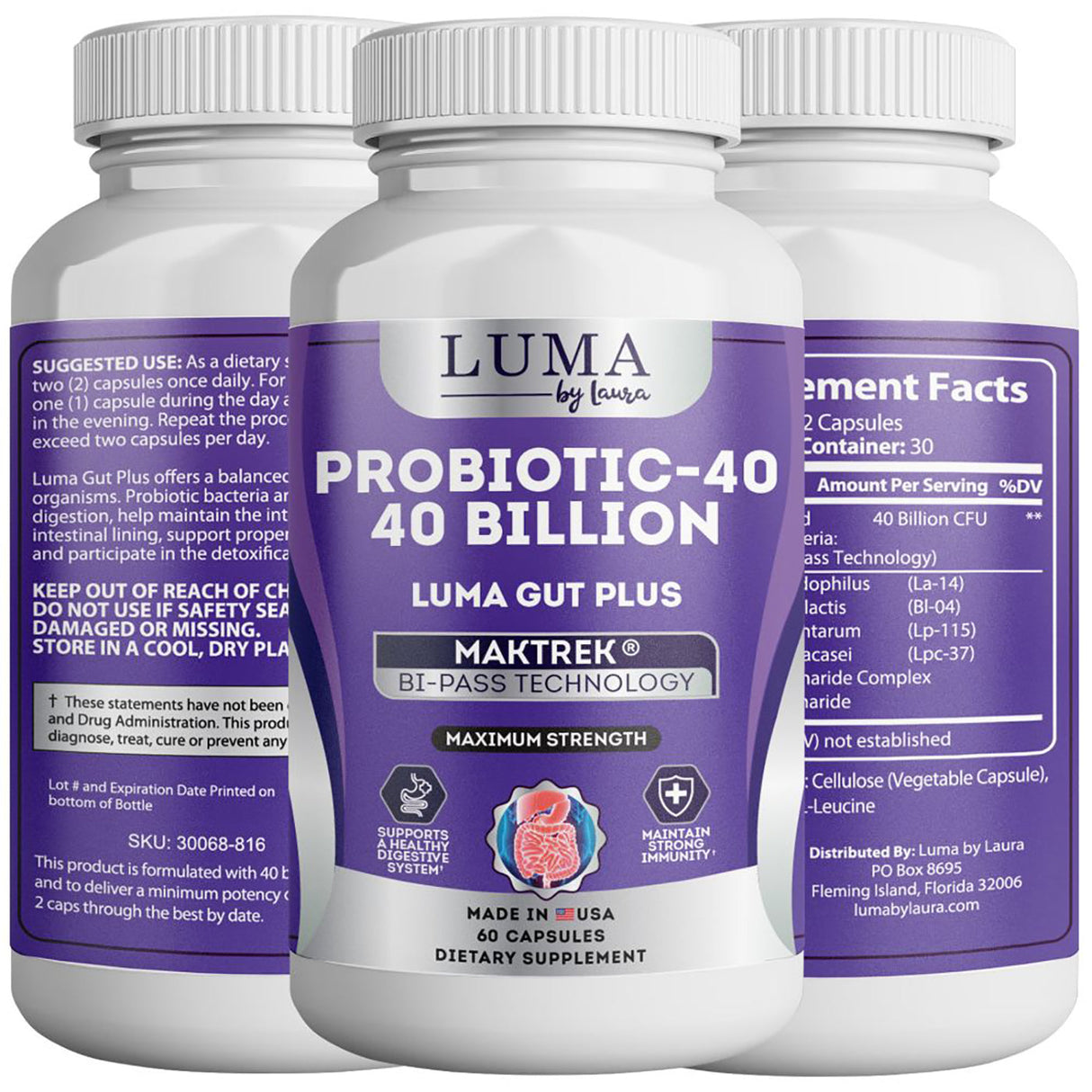 Luma Gut Plus - Probiotics for Men and Women for Stomach Acid