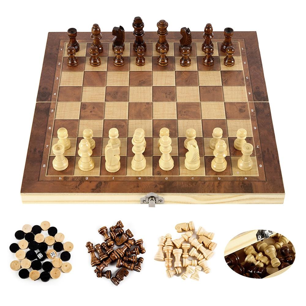 Jeu d'échecs pliable en bois